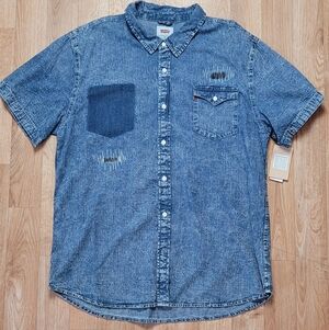 Blue Levis Denim Short Sleeve Shirt Size XXL